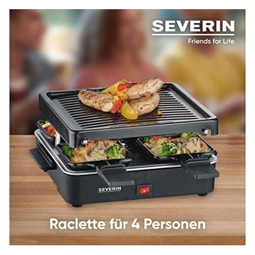  Severin SEVERIN Mini Raclette-Grill, ca. 600 W, Inkl. 4 Pfannchen, RG 2686