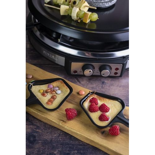  SEVERIN RG 2348 Raclette-Fondue Kombination (ca. 1900 W, XXL-Zuleitung, Inkl. Fondue-Topf aus Edelstahl und 8 Pfannchen)