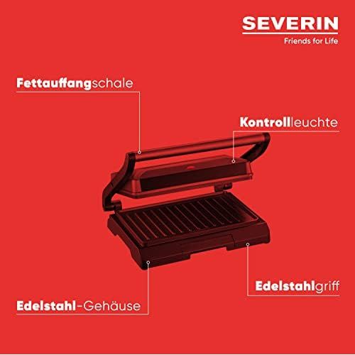  SEVERIN KG 2394 Kontaktgrill (800 W, Kompakt mit Slim-Design) metallic grau/schwarz