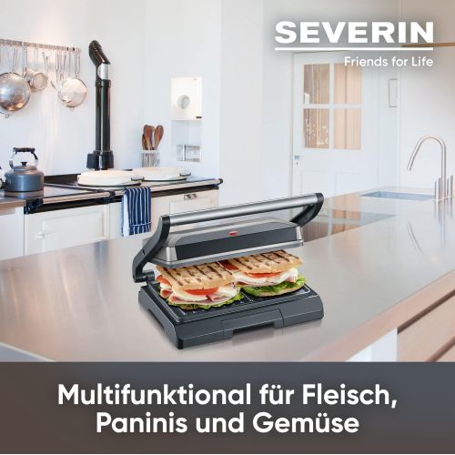  SEVERIN KG 2394 Kontaktgrill (800 W, Kompakt mit Slim-Design) metallic grau/schwarz