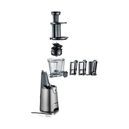  SEVERIN ES 3571 Slow Juicer (150 W, Inkl. Frozen-Fruits-Aufsatz) metallic grau/schwarz/edelstahl