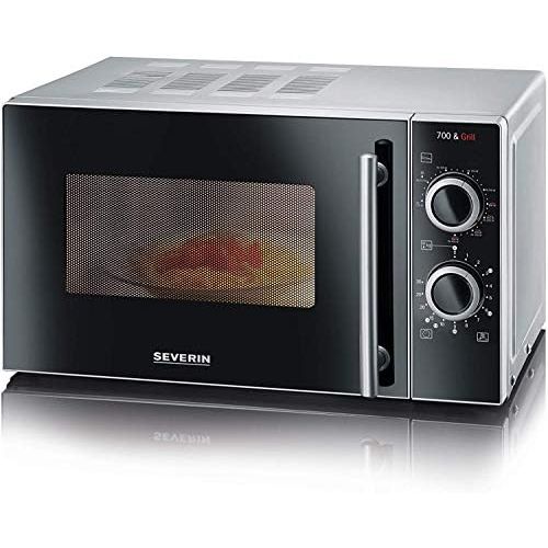  Severin SEVERIN MW 7875 2-in-1 Mikrowelle (700W, mit Grillfunktion, Inkl. Grillrost und Drehteller, Ø 24,5 cm) silber /schwarz