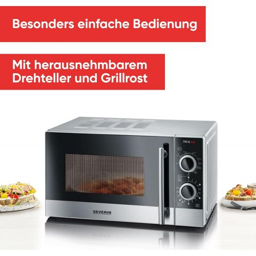  Severin SEVERIN MW 7874 2-in-1 Mikrowelle (700W, mit Grillfunktion, Inkl. Grillrost und Drehteller, Ø 24,5 cm) edelstahl/schwarz