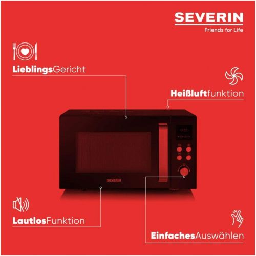  SEVERIN MW 7752 3-in-1 Mikrowelle (900 W, mit Grill- und Heissluftfunktion, Inkl. Drehteller, Ø 27 cm und Grillrost) schwarz