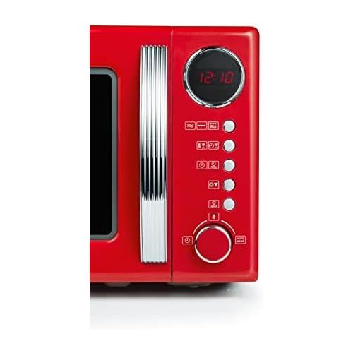  Severin SEVERIN MW 7893 2-in-1 Mikrowelle (700W, mit Grillfunktion, Inkl. Grillrost und Drehteller Ø 24,5 cm, Retro-Look) rot