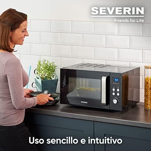  SEVERIN MW 7750 2-in-1 Mikrowelle (800 W, mit Grillfunktion, Inklusive Grillrost und Drehteller, Ø 24,5 cm) schwarz