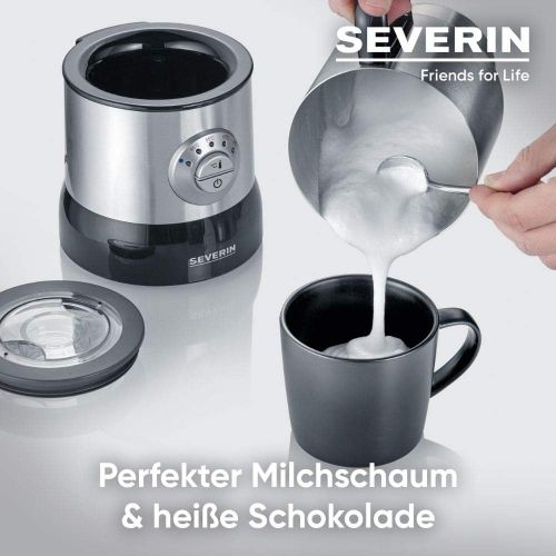  SEVERIN Severin Milchaufschaumer (Erwarmen (Bis zu 700 ml), Aufschaumen (Bis zu 350 ml), Induktion, SM 3583, Edelstahl) schwarz