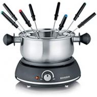 SEVERIN FO 2405 Fondue mit abnehmbarem Edelstahltopf (1.500 W, XXL-Zuleitung, ca., Inkl. Spritzschutz und 8 Fondue-Gabeln)