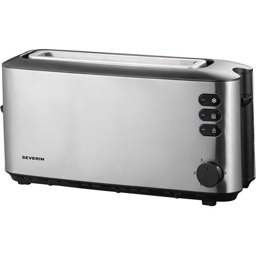  SEVERIN AT 2515 Automatik-Toaster (1.000 W, 1 Langschlitzkammer, Fuer bis zu 2 Brotscheiben) edelstahl/schwarz