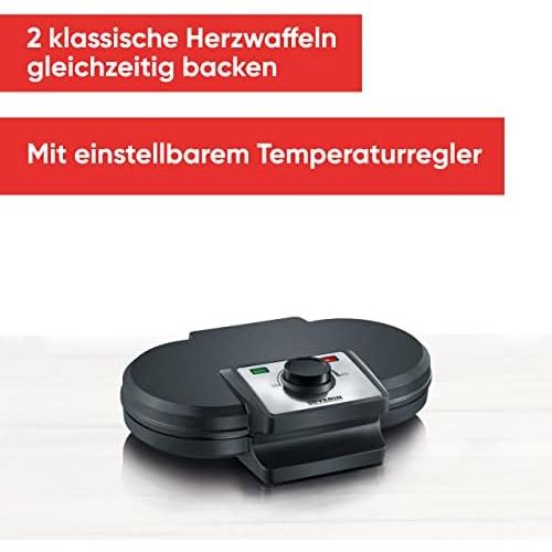  Severin SEVERIN WA 2106 Doppel-Waffelautomat (1.200 W, Doppelwaffelplatte) schwarz