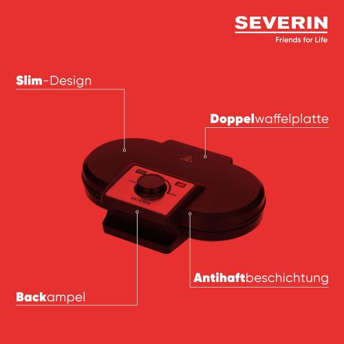  Severin SEVERIN WA 2106 Doppel-Waffelautomat (1.200 W, Doppelwaffelplatte) schwarz