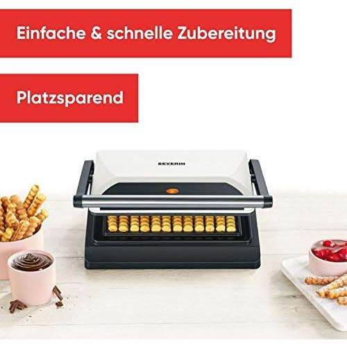  SEVERIN WA 2114 Waffel-Pommes-Maker (800 W, Antihaftbeschichtung) schwarz/beige