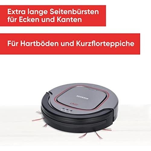  SEVERIN Severin RB 7025, Saugroboter, 12,8V Lithium-Ionen Akku, chill, Grau/Rot/Schwarz