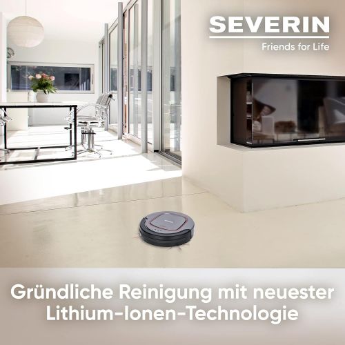  SEVERIN Severin RB 7025, Saugroboter, 12,8V Lithium-Ionen Akku, chill, Grau/Rot/Schwarz