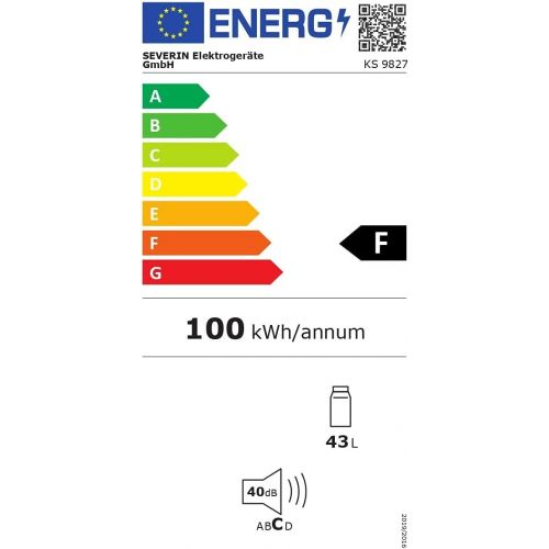  SEVERIN Mini-Kuehlschrank, 42 L, Energieeffizienzklasse A+, KS 9827, Weiss