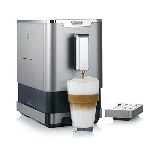  SEVERIN Kaffeevollautomat mit Mahlwerk, Fuer Kaffeebohnen, Ultrakompaktes Slim-Design, Eco-Modus, KV 8090, Grau/Schwarz