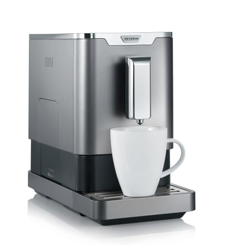  SEVERIN Kaffeevollautomat mit Mahlwerk, Fuer Kaffeebohnen, Ultrakompaktes Slim-Design, Eco-Modus, KV 8090, Grau/Schwarz