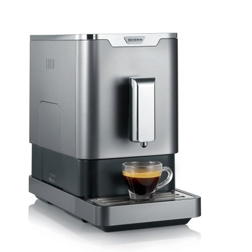  SEVERIN Kaffeevollautomat mit Mahlwerk, Fuer Kaffeebohnen, Ultrakompaktes Slim-Design, Eco-Modus, KV 8090, Grau/Schwarz