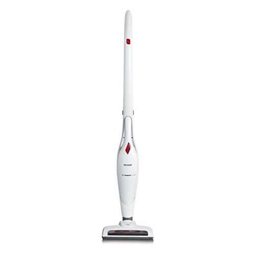  Severin SC 7172, Beutelloser Hand- und Stielsauger mit Motorbuerste, 18,5V Lithium-Ionen Akku, Inkl. Complete Home“ Zubehoer-Set, S´POWER free Li 35, Weiss/Rot