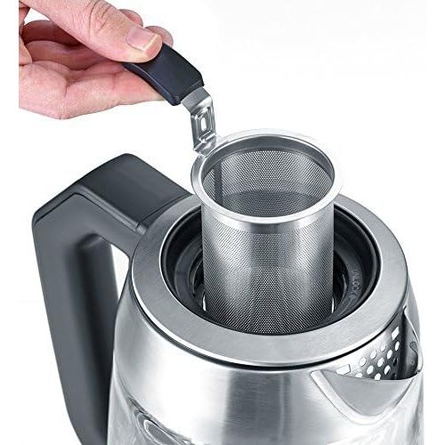  SEVERIN Glas-Tee-/Wasserkocher Deluxe, Mit Temperaturregler (Fuer 1,7 L Wasser/1,5 L Tee, ca. 3.000 W, WK 3479) edelstahl/schwarz