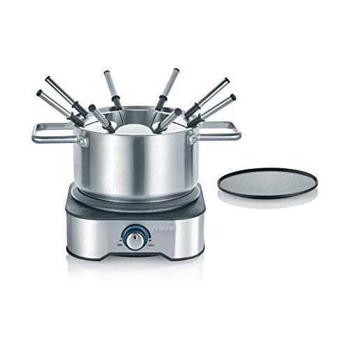  SEVERIN FO 2409 Fondue-Crepes Kombination, 18/8 Edelstahl, 1.3 liters