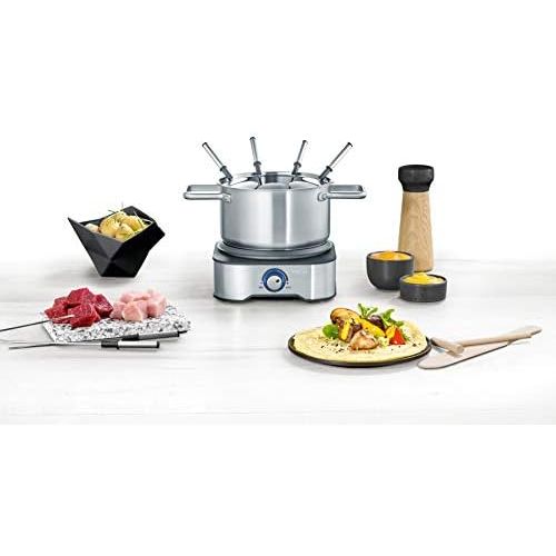  SEVERIN FO 2409 Fondue-Crepes Kombination, 18/8 Edelstahl, 1.3 liters