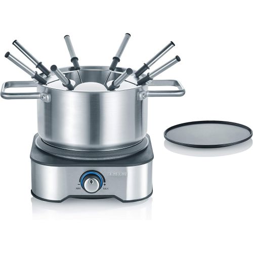  SEVERIN FO 2409 Fondue-Crepes Kombination, 18/8 Edelstahl, 1.3 liters