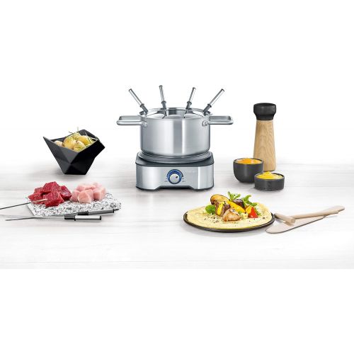  SEVERIN FO 2409 Fondue-Crepes Kombination, 18/8 Edelstahl, 1.3 liters