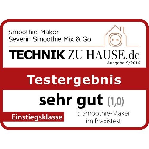  SEVERIN Smoothie Mix & Go, 600 ml, ca. 300 W, Inkl. 2 Trinkbehalter mit Deckel, SM 3739, Edelstahl/Schwarz