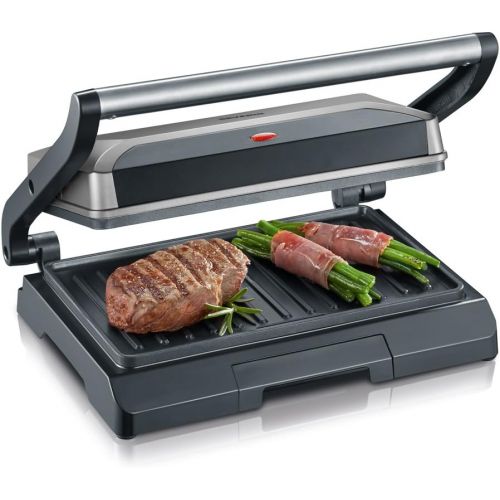  SEVERIN KG 2394 Kontaktgrill (800 W, Kompakt mit Slim-Design) metallic grau/schwarz