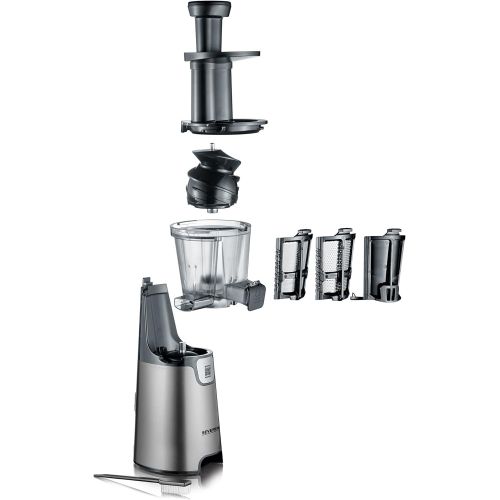  SEVERIN ES 3571 Slow Juicer (150 W, Inkl. Frozen-Fruits-Aufsatz) metallic grau/schwarz/edelstahl