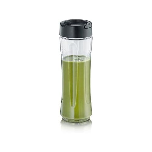  [아마존베스트]SEVERIN Smoothie Mix & Go 600 ml 300 W Includes 2 x Sip Containers with Lids SM 3739 Stainless Steel / Black