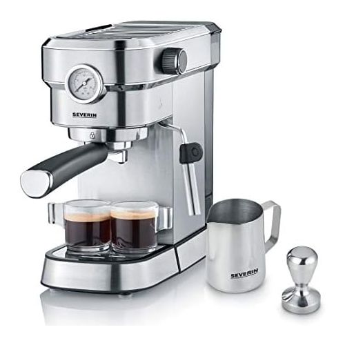  [아마존베스트]Severin Espresa KA Espresso Machine (approx. 1350 W, solid and professional portafilter holder (weight approx. 450 g) adjustable temperature and cup filling capacity memory)