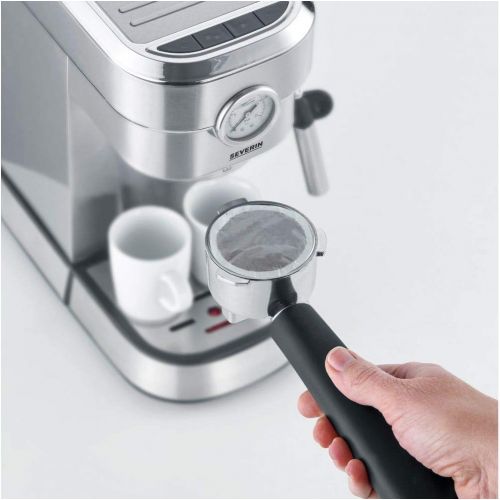  [아마존베스트]Severin Espresa KA Espresso Machine (approx. 1350 W, solid and professional portafilter holder (weight approx. 450 g) adjustable temperature and cup filling capacity memory)