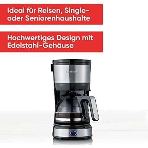  [아마존베스트]SEVERIN Filter Coffee Maker, Compact Design, Brushed Stainless Steel/Black, KA 4808