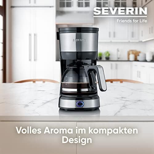  [아마존베스트]SEVERIN Filter Coffee Maker, Compact Design, Brushed Stainless Steel/Black, KA 4808