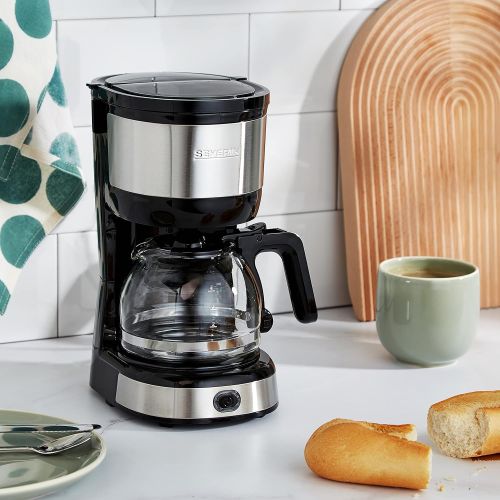  [아마존베스트]SEVERIN Filter Coffee Maker, Compact Design, Brushed Stainless Steel/Black, KA 4808