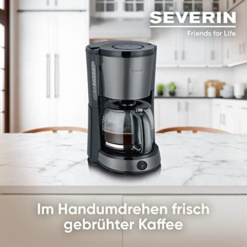  [아마존베스트]SEVERIN KA 9543 coffee machine (for ground filter coffee, 10 cups, including glass jug) stainless steel / black