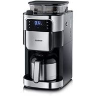 [아마존베스트]SEVERIN KA 4814 Filter Coffee Machine with Stainless Steel Grinder and Thermos Jug, Finest Grinding and Individually Selectable Grinding Degree, 1000 W, for up to 8 Cups / Approx.