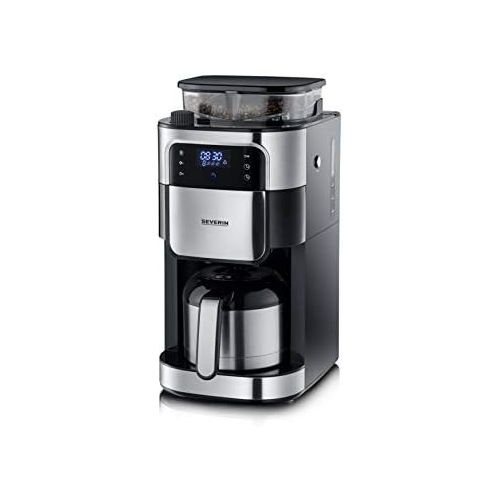  [아마존베스트]SEVERIN KA 4814 Filter Coffee Machine with Stainless Steel Grinder and Thermos Jug, Finest Grinding and Individually Selectable Grinding Degree, 1000 W, for up to 8 Cups / Approx.