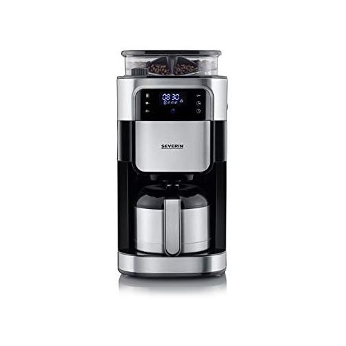  [아마존베스트]SEVERIN KA 4814 Filter Coffee Machine with Stainless Steel Grinder and Thermos Jug, Finest Grinding and Individually Selectable Grinding Degree, 1000 W, for up to 8 Cups / Approx.