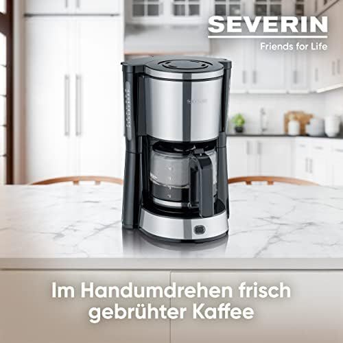  [아마존베스트]SEVERIN KA 4822 Type Coffee Machine (for Ground Filter Coffee, 10 Cups, Including Glass Jug) Stainless Steel/Black