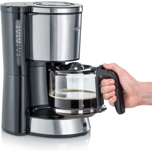  [아마존베스트]SEVERIN KA 4822 Type Coffee Machine (for Ground Filter Coffee, 10 Cups, Including Glass Jug) Stainless Steel/Black