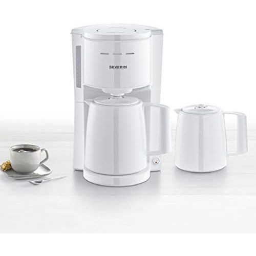  [아마존베스트]SEVERIN KA 9256 Filter Coffee Machine with 2 Thermal Jugs, Approx. 1,000 W, up to 8 Cups, Swivel Filter 1 x 4 with Drip Closure, Automatic Shut-Off, Brewing Lid