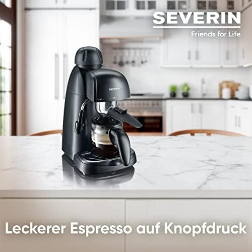  [아마존베스트]SEVERIN KA 5978 Espresso Machine with Serving Jug and Measuring Spoon, Up to 4 Cups, Black