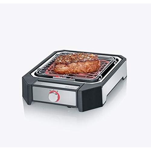  [아마존베스트]Severin PG 8545 Steakboard (2,300 W, Maximum 500 °C, 2 Power Levels, Grill Surface 23 X 25.5 Cm, Black