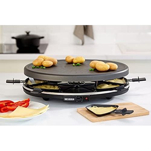  [아마존베스트]SEVERIN raclette party grill, approx. 1,100 W, incl. 8 pans, RG 2681