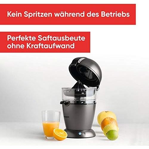  [아마존베스트]SEVERIN Fully automatic citrus juicer, electric juicer for high juice yield directly into the glass, orange press with easy-clean concept, metallic grey / black, CP 3537