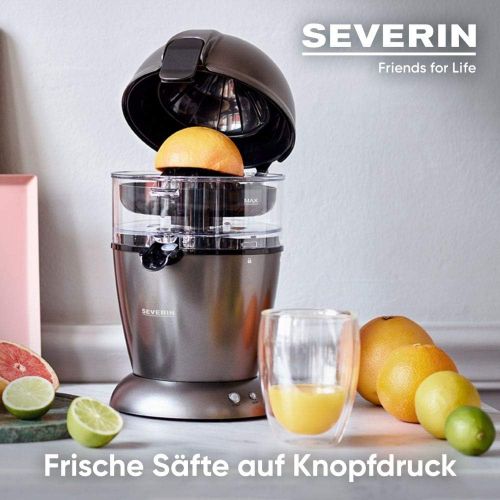  [아마존베스트]SEVERIN Fully automatic citrus juicer, electric juicer for high juice yield directly into the glass, orange press with easy-clean concept, metallic grey / black, CP 3537