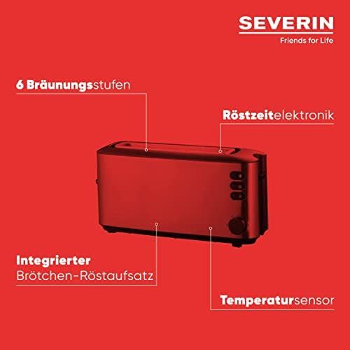  [아마존베스트]SEVERIN AT 2515 automatic toaster (1,000 W, 1 long slot chamber, for up to 2 bread slices) stainless steel / black